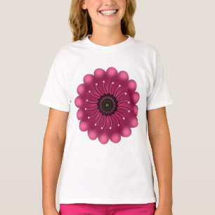 Glanzende Roze Fantasie Bloem   Abstracte Neon Blo T-shirt