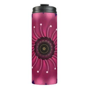 Glanzende Roze Fantasie Bloem Abstracte Neon Blo Thermosbeker