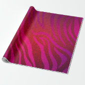 Glanzende roze Glam Zebra Dierenprint Girly Party Cadeaupapier (Uitgerold)