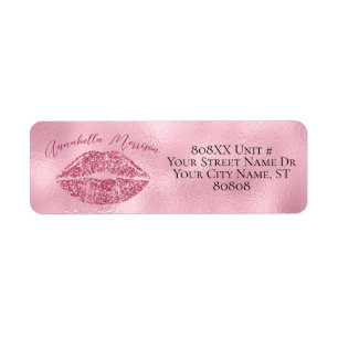 Glanzende Roze Glitter Lippen Etiket