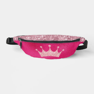 Glanzende Roze Glitter Prinsessen Kroon Heuptasje