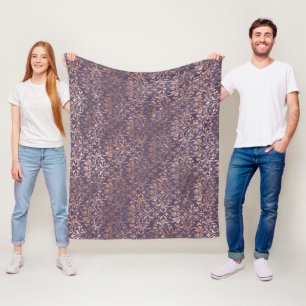Glanzende roze gouden folie en lavendel damast fleece deken