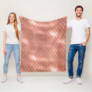 Glanzende Roze Gouden Glitter Draken Schubben Fleece Deken