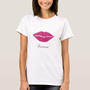 Glanzende roze gouden lippen t-shirt