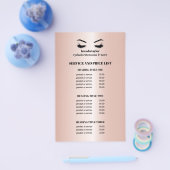 Glanzende roze Gouden WIMPERSALON SERVICE LIJST Flyer (Enkel)