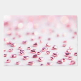 glanzende roze harten Blurry achtergrond Inpakpapier Vel