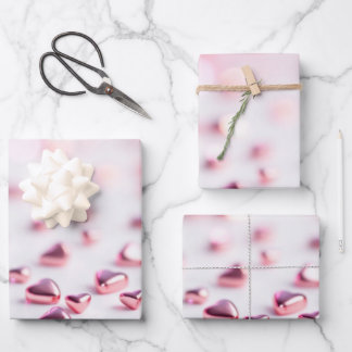 glanzende roze harten Blurry achtergrond Inpakpapier Vel