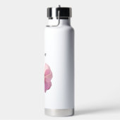 Glanzende roze Hollyhock Flower Personalized Waterfles (Rechts)