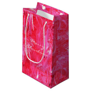 Glanzende roze Merry Christmas Gift Bag Custom Klein Cadeauzakje