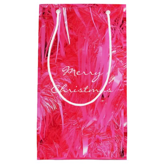 Glanzende roze Merry Christmas Gift Bag Custom Klein Cadeauzakje (Voorkant)