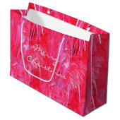 Glanzende roze Merry Christmas Gift Bag Custom Large Cadeautasje (Voorkant Gekanteld)