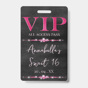 Glanzende Roze VIP op Zwart Badge