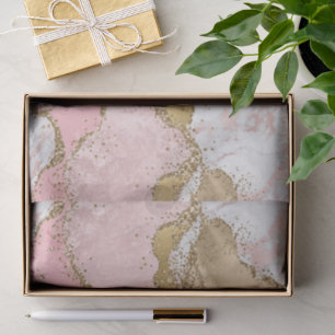 Glanzende Roze Witte Marmer Gouden Glitter Verjaar Tissuepapier