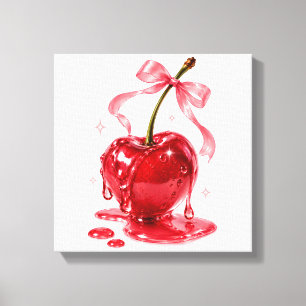 Glanzende sappige Coquette Rode Kers op Canvas  Afdruk
