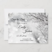 Glanzende Sneeuw en Ijs Winter Bruiloft Save The Date (Voorkant)