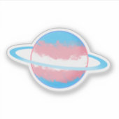 Glanzende Transgender Planeet met Ringen Sticker (Voorkant)