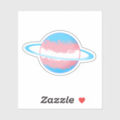 Glanzende Transgender Planeet met Ringen Sticker (Vel)