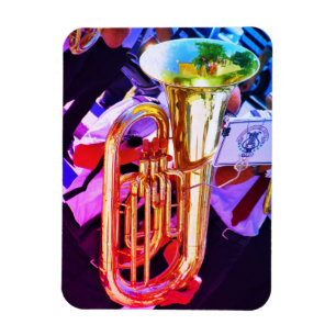 Glanzende Tuba Schuine Perspectief Koperen Band Magneet
