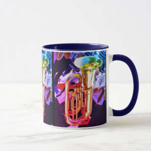 Glanzende Tuba Schuine Perspectief Koperen Band Mok