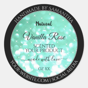 Glanzende Turquoise Glitter Productverpakkingslabe Ronde Sticker