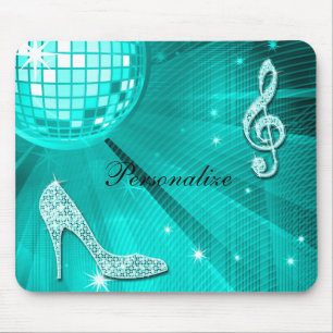 Glanzende Turquoise Muzieknote & Stiletto Hak Muismat