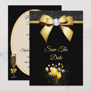 Glanzende Verjaardagsfeest Elegantie Save The Date