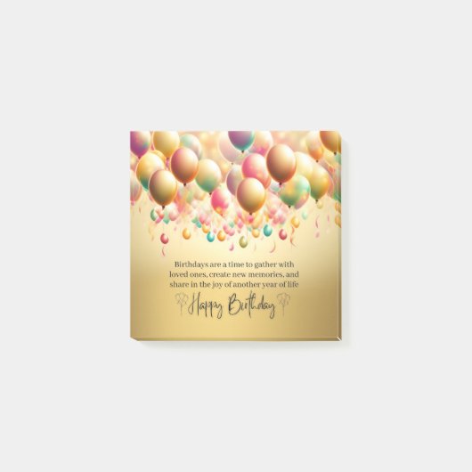 Glanzende verjaardagswensen post-it® notes (Voorkant)