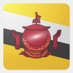 Glanzende vlag Brunei-plein Vierkante Sticker