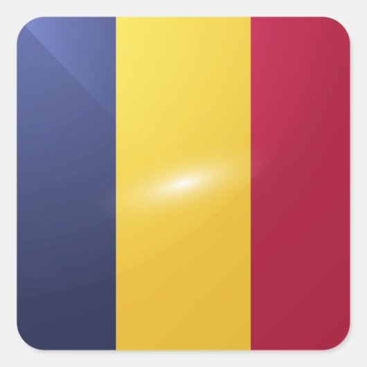 Glanzende vlag van het Tsjaadplein Vierkante Sticker (Voorkant)