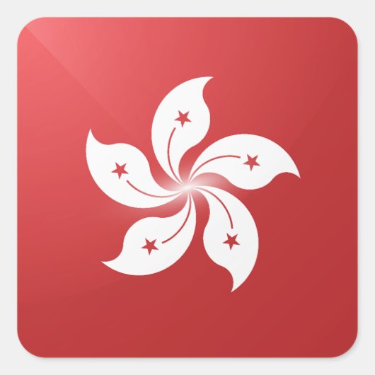 Glanzende vlag van Hongkong Vierkante Sticker (Voorkant)