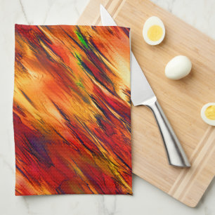 Glanzende vlek van rood naar oranje, een beetje gr theedoek