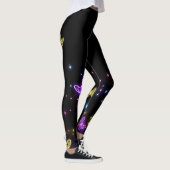Glanzende vlinders op zwarte achtergrond leggings (Rechts)
