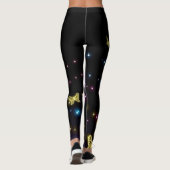 Glanzende vlinders op zwarte achtergrond leggings (Achterkant)