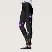 Glanzende vlinders op zwarte achtergrond leggings (Links)
