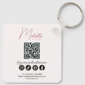 Glanzende Wimpers Roze Glitters Confetti Make-up Q Sleutelhanger (Achterkant)