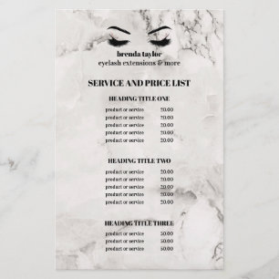 Glanzende witte marmeren WIMPER SALON SERVICE LIJS Flyer
