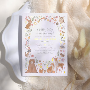 Glanzende Woodland Forest Dieren Baby Shower Folie Uitnodiging