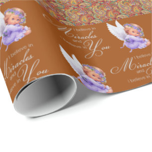 Glanzende wrapping Papier Paisley Angel