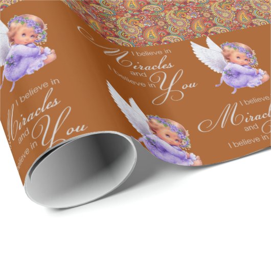 Glanzende wrapping Papier Paisley Angel (Rol Hoek)