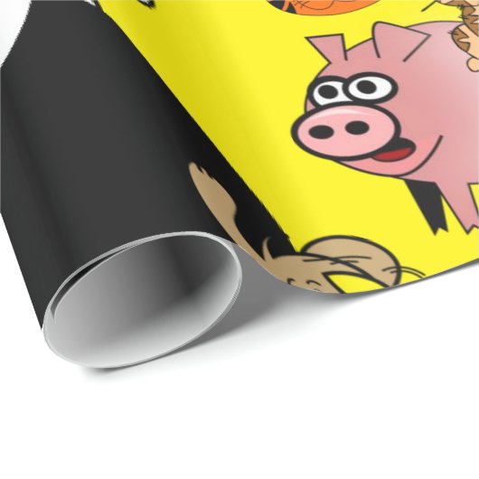 Glanzende wrapping Papierdierentuin Giraffe Elepha Cadeaupapier (Rol Hoek)