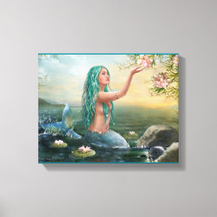glanzende zeemeermin canvas afdruk