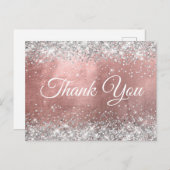 Glanzende Zilveren Glitter Roze Gouden Folie Dank  Briefkaart (Voorkant / Achterkant)
