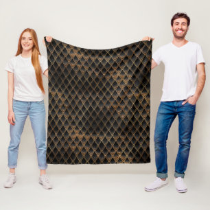 Glanzende zwarte en gouden glinsterende draaksschu fleece deken