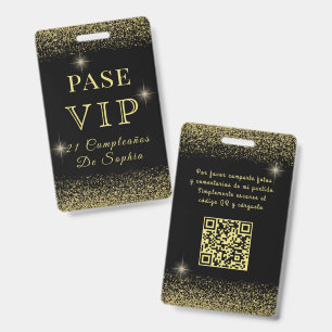 Glanzende zwarte & gouden glinsterende VIP-verjaar Badge