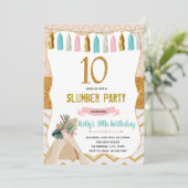 Glaping Girl slumber 10e feestje Kaart (Staand voorkant)