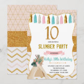 Glaping Girl slumber 10e feestje Kaart (Voorkant / Achterkant)