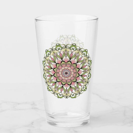 Glas Cup bloem mandala ontwerp (Voorkant)