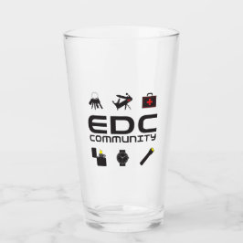 Glas - EDCC-logo in zwart-wit met kleuren