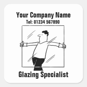 Glas en Beglazing Cartoon Vierkante Sticker