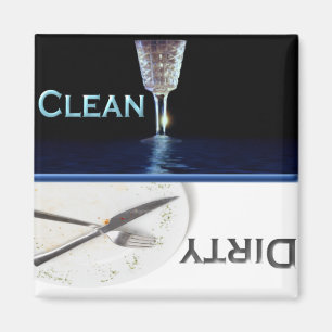 Glas- en Schoonmaakprogramma en vuile wasmachine Magneet